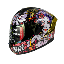 Casco Moto Integral Hax Obsidian 2.0 Geisha Gold DOT + ECE 22.06