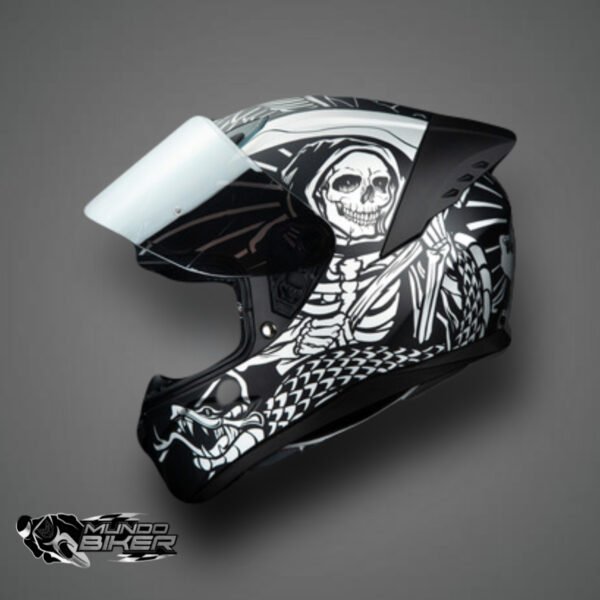 CASCO HAX ONIX DEATH NEGRO PLATA MATTE